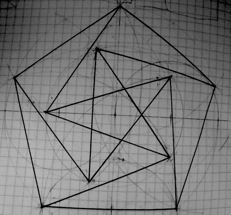 A fudged unit-distance drawing of the Petersen graph.