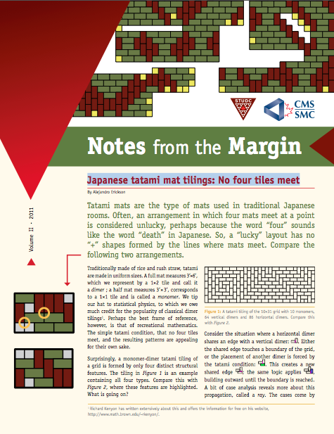 Cover of Notes from the Margin, Student Committee of Canadian Mathematical Society, Newsletter.